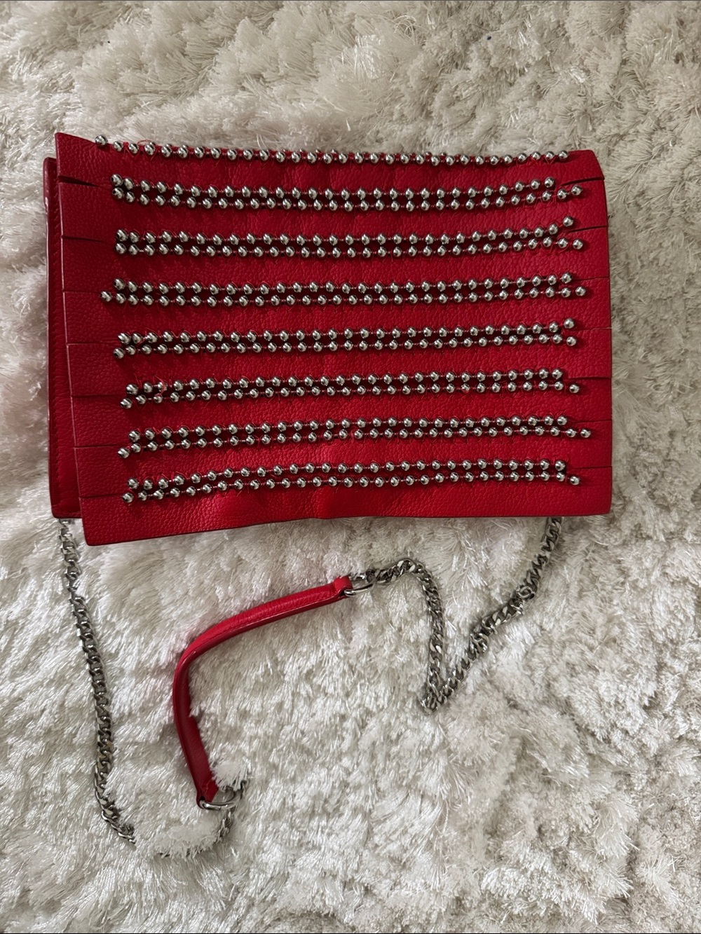 Zara Red Studded Chain Crossbody Clutch
